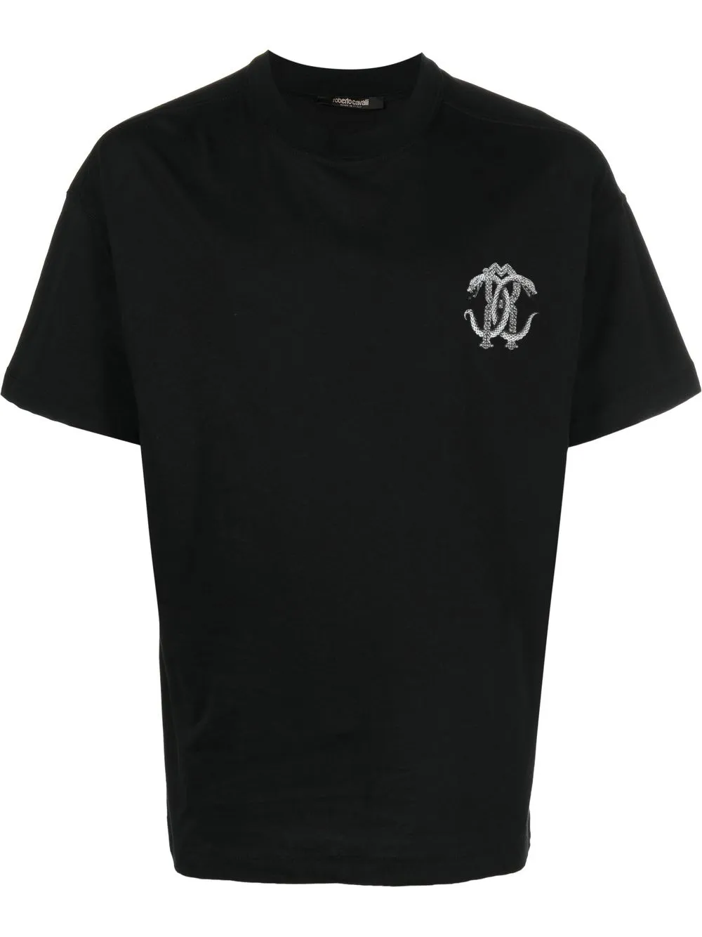 

Roberto Cavalli Mirror Snake-print cotton T-shirt - Black