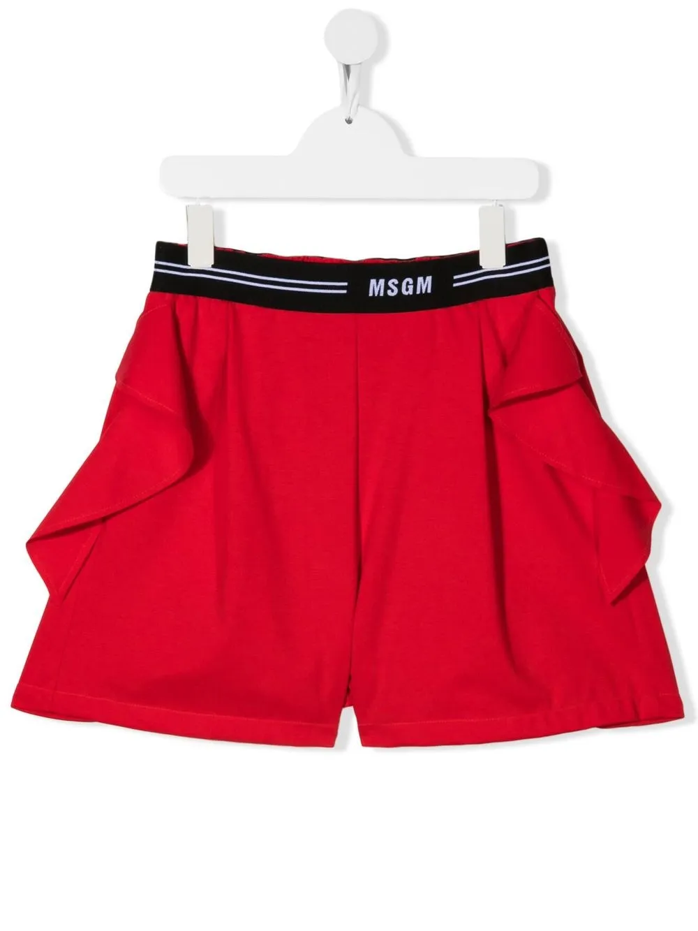 

MSGM Kids shorts con logo y volantes - Rojo