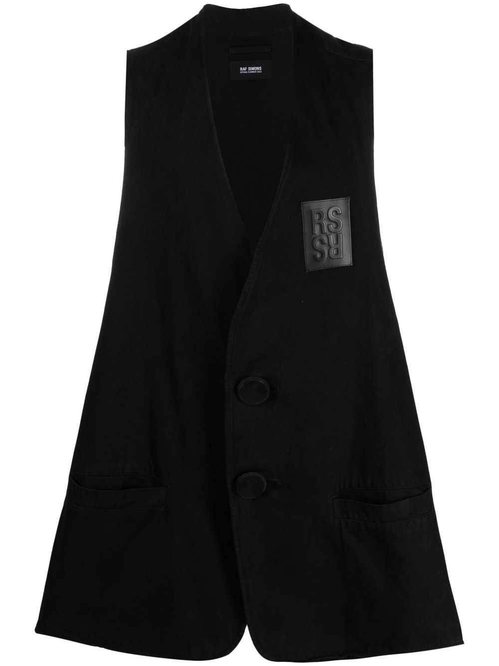 Raf Simons Logo-patch Cotton Vest Jacket In Black