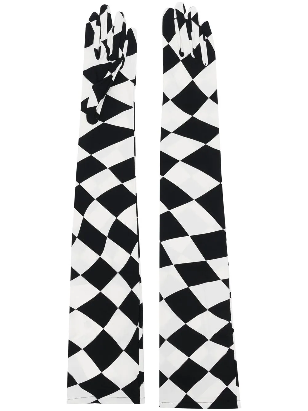 

MM6 Maison Margiela long checkerboard-print gloves - White