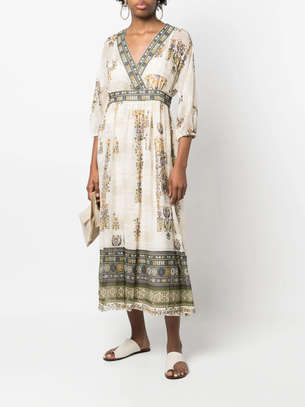 Max Mara Jurk met V-hals Beige