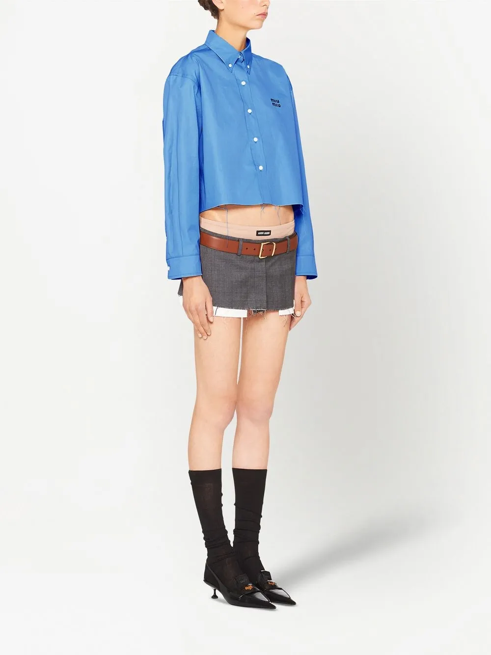  Miu Miu Hemd Aus Popeline   Blau 