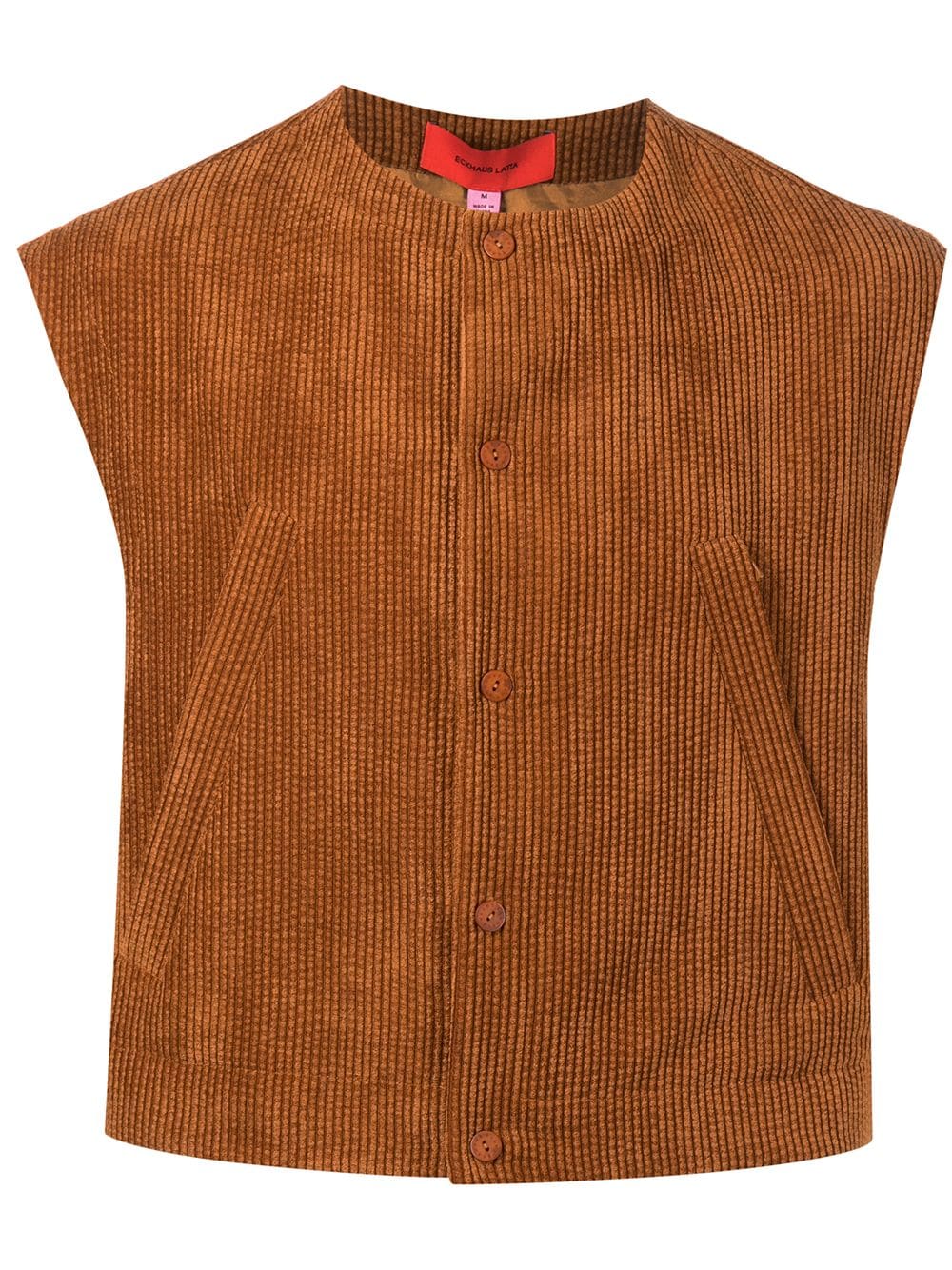 Eckhaus Latta Pebble Ribbed Sleeveless Vest In Brown