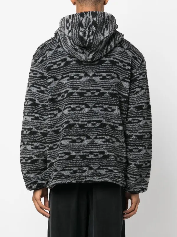 Diesel monogram pattern Fleece Hoodie Black FARFETCH TR