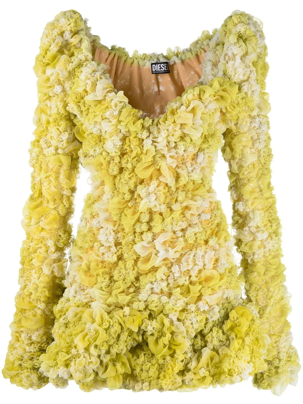 Diesel D-liza Smocked Mini Dress In 黄色