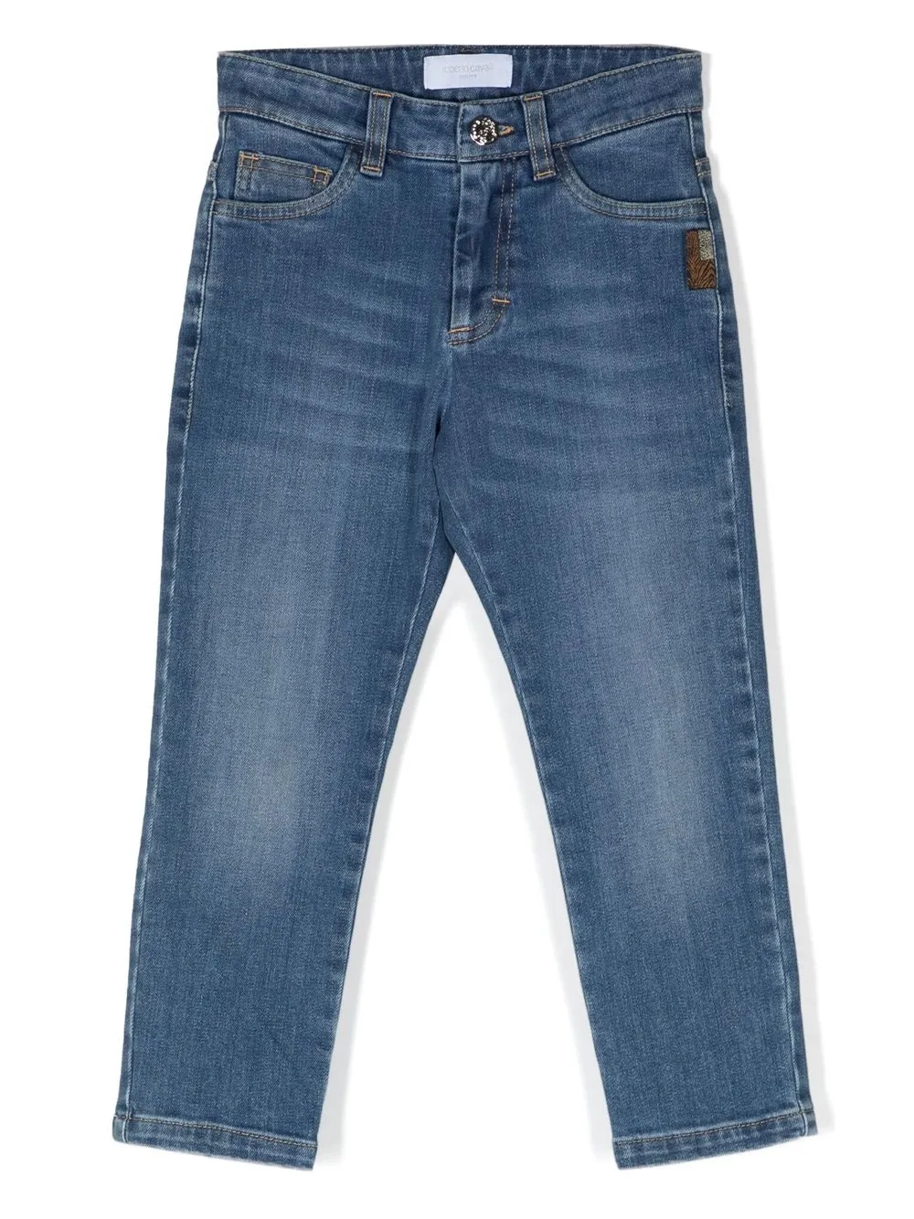 

Roberto Cavalli Junior logo-patch straight-leg jeans - Blue
