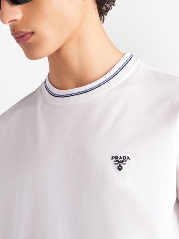 Prada Embroidered Logo short-sleeve T-shirt - Farfetch