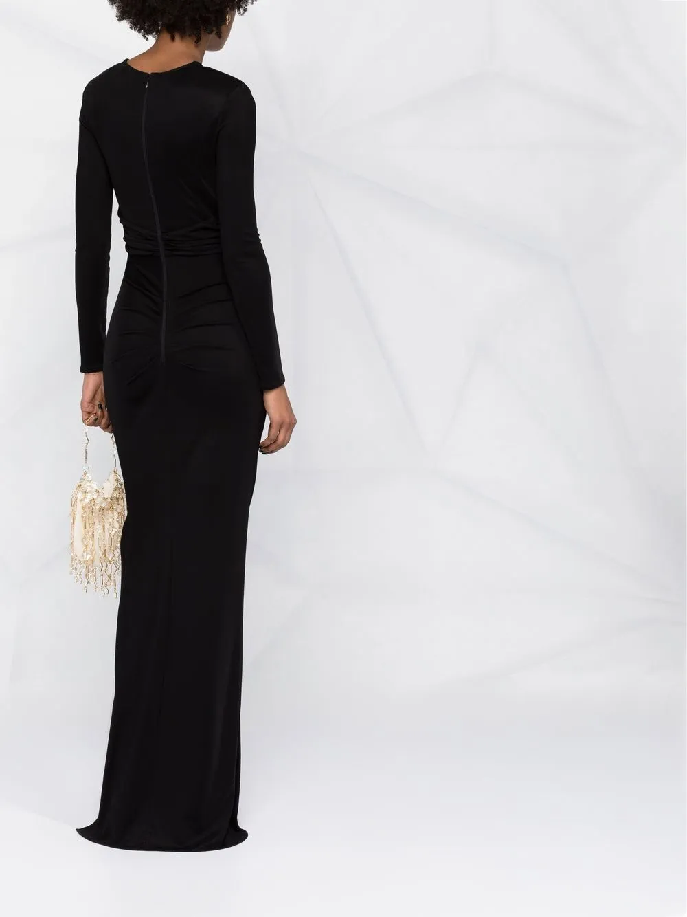 Elisabetta Franchi Chainlink Detail Floorlength Dress In Schwarz