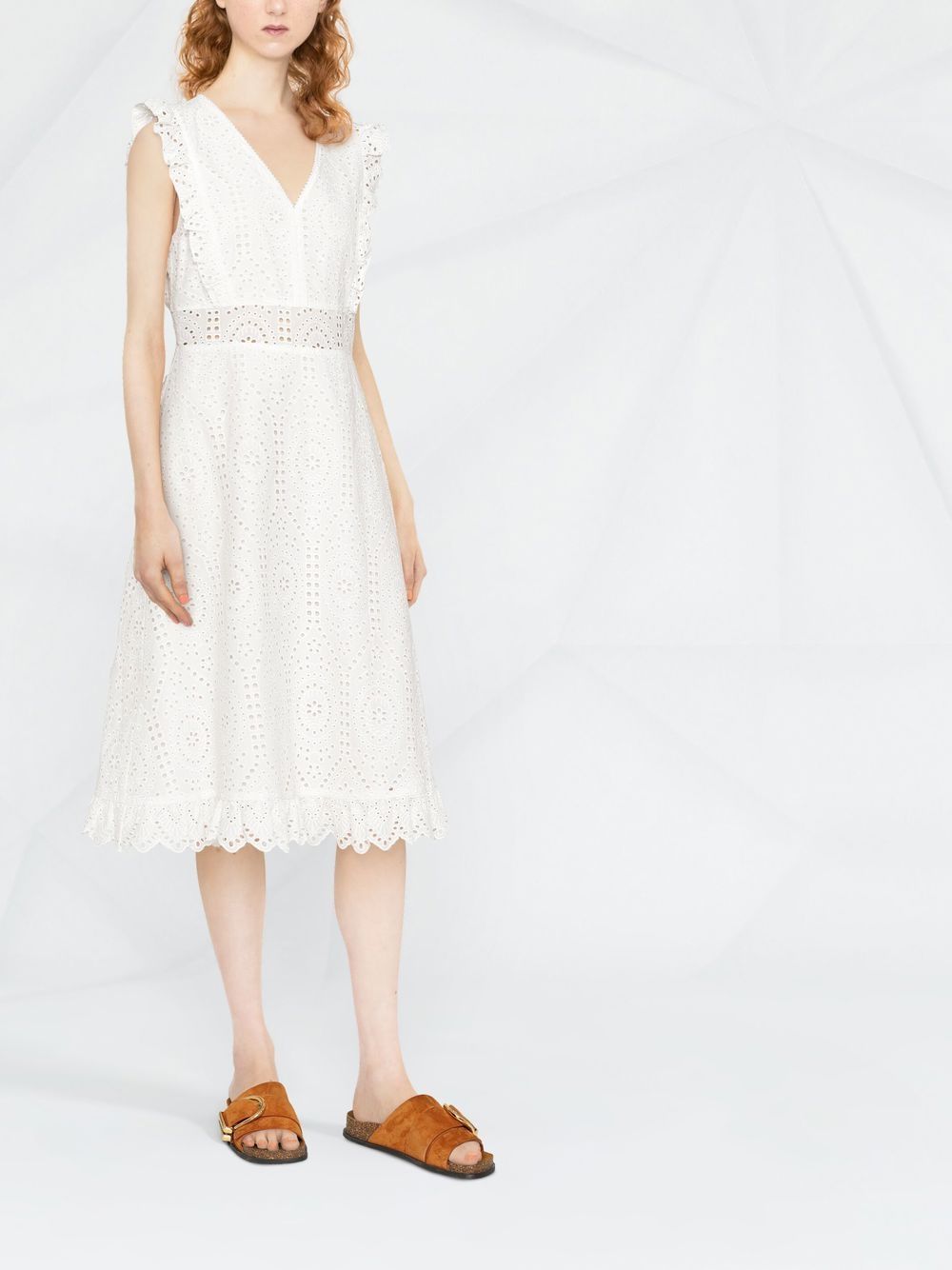 Shop Twinset Broderie Anglaise Midi Dress In White