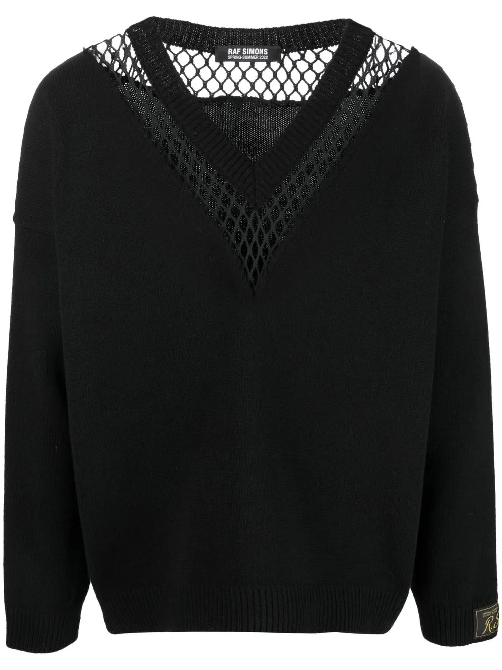 

Raf Simons mesh-detail V-neck jumper - Black