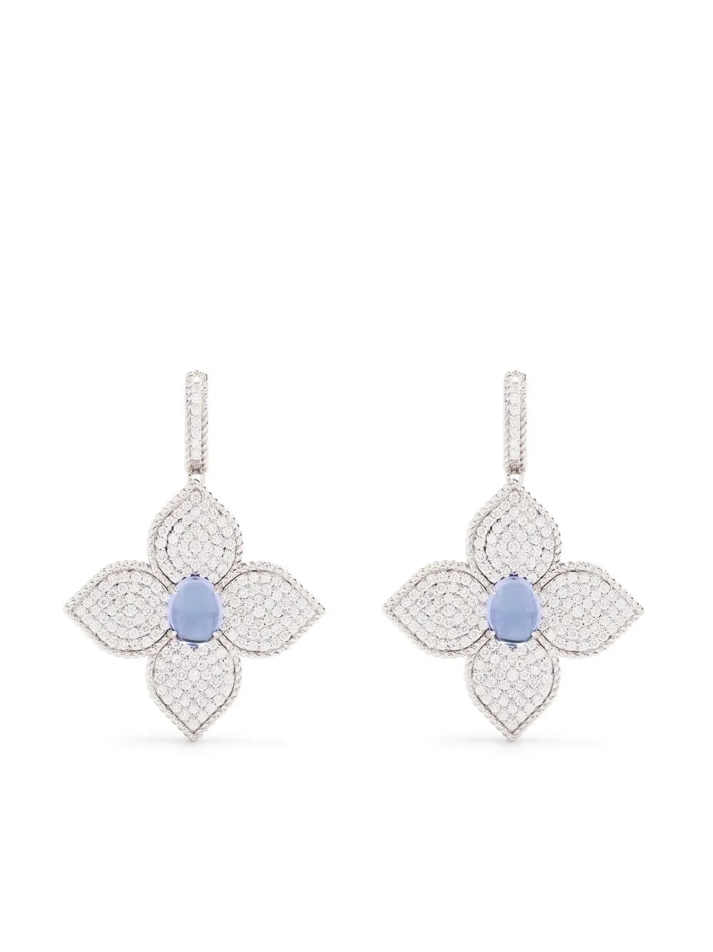

Roberto Coin 18kt white gold Princess Flower diamond drop earrings - Silver