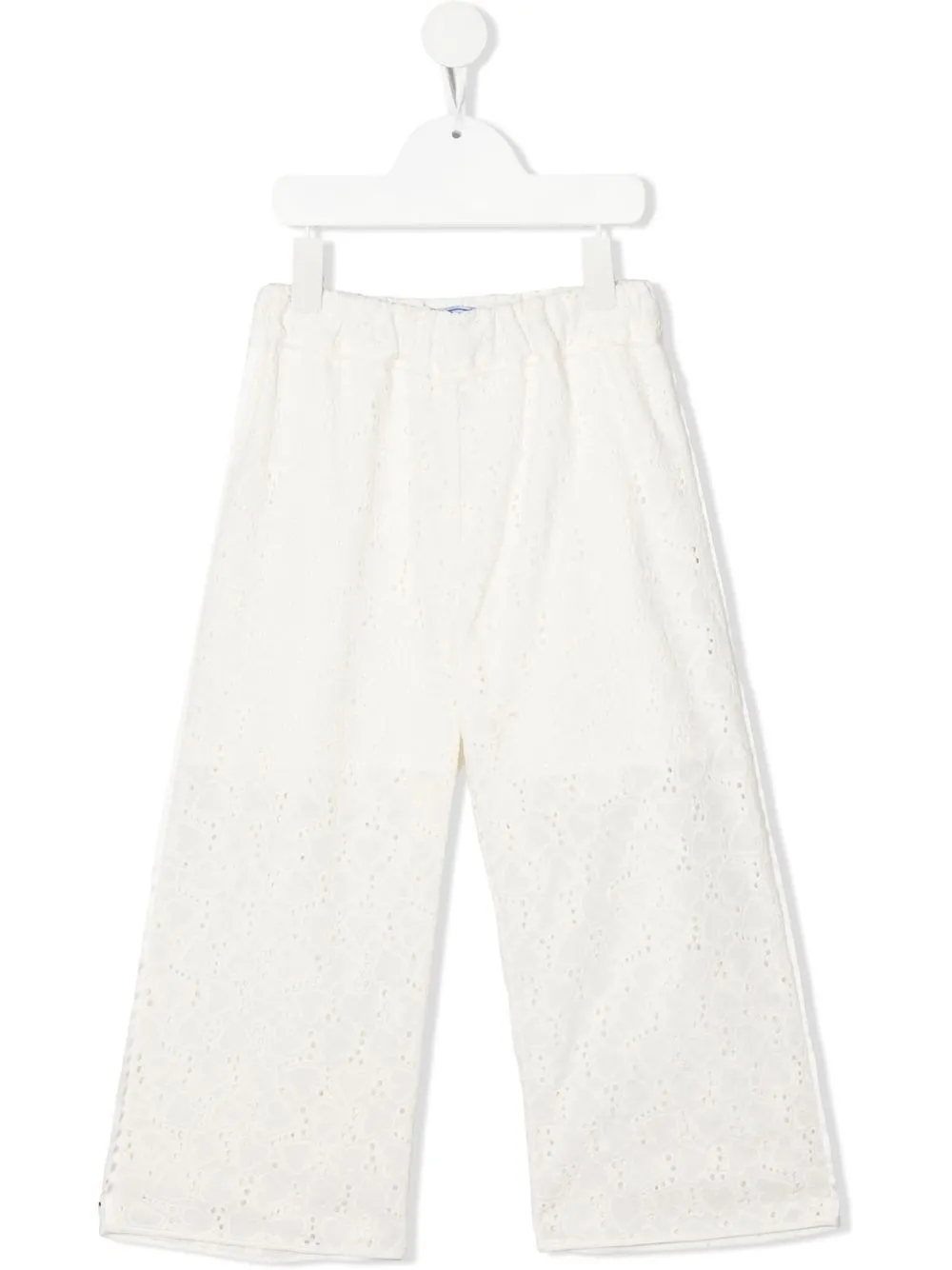 

Mi Mi Sol heart-embroidered wide-leg trousers - White