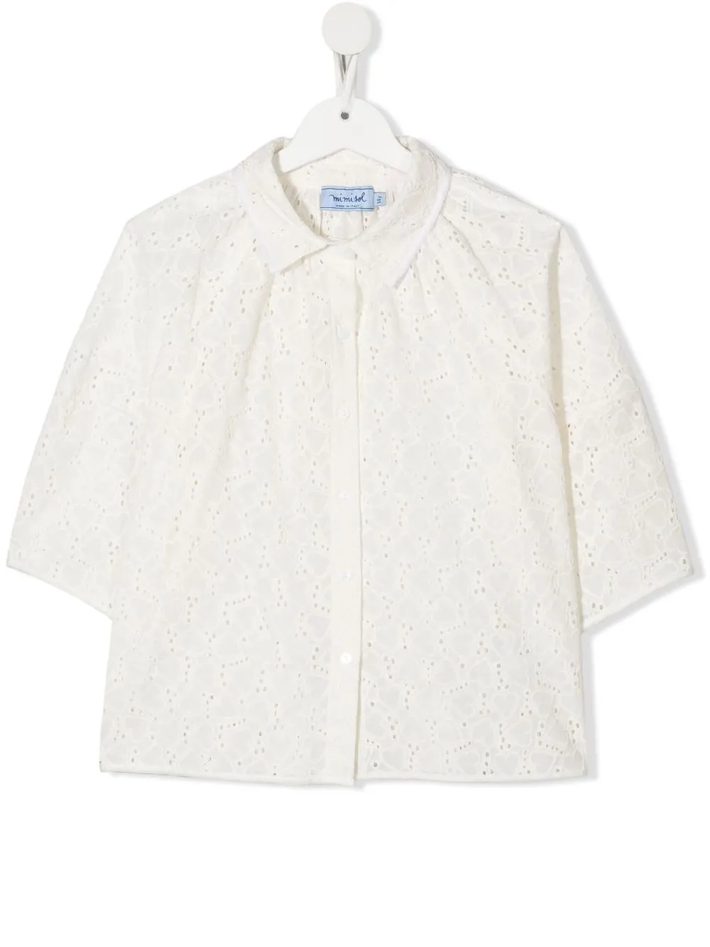

Mi Mi Sol TEEN heart-embroidered short-sleeve shirt - White