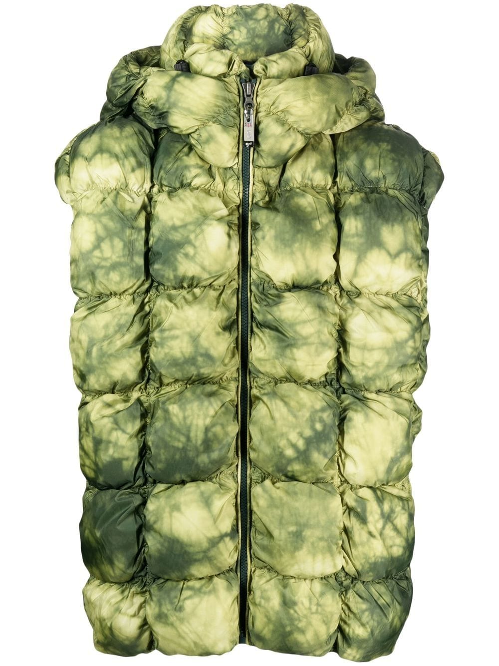 Diesel Hooded Padded Gilet In Verde