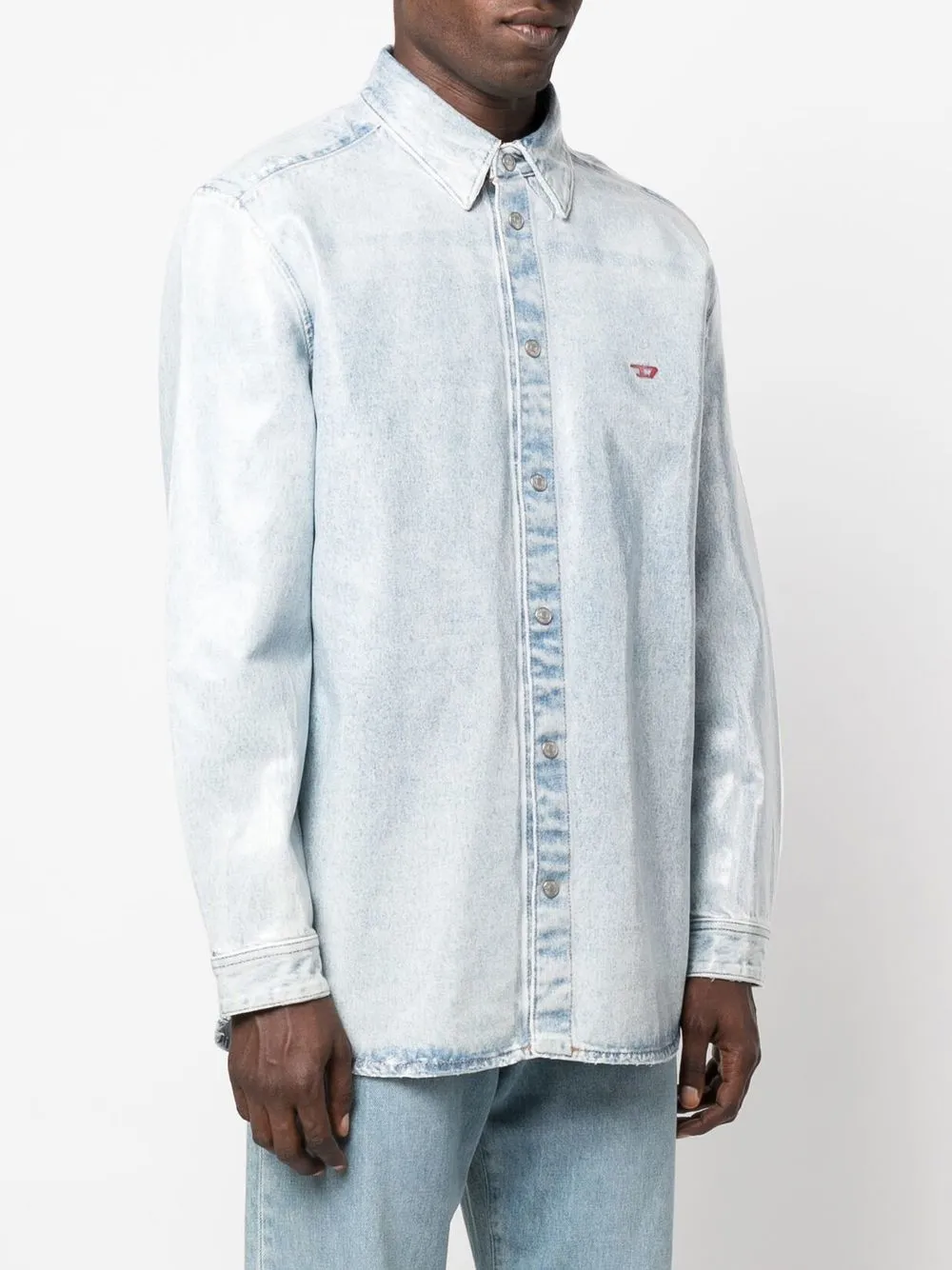  Diesel Embroidered-logo Denim Shirt - Blue 