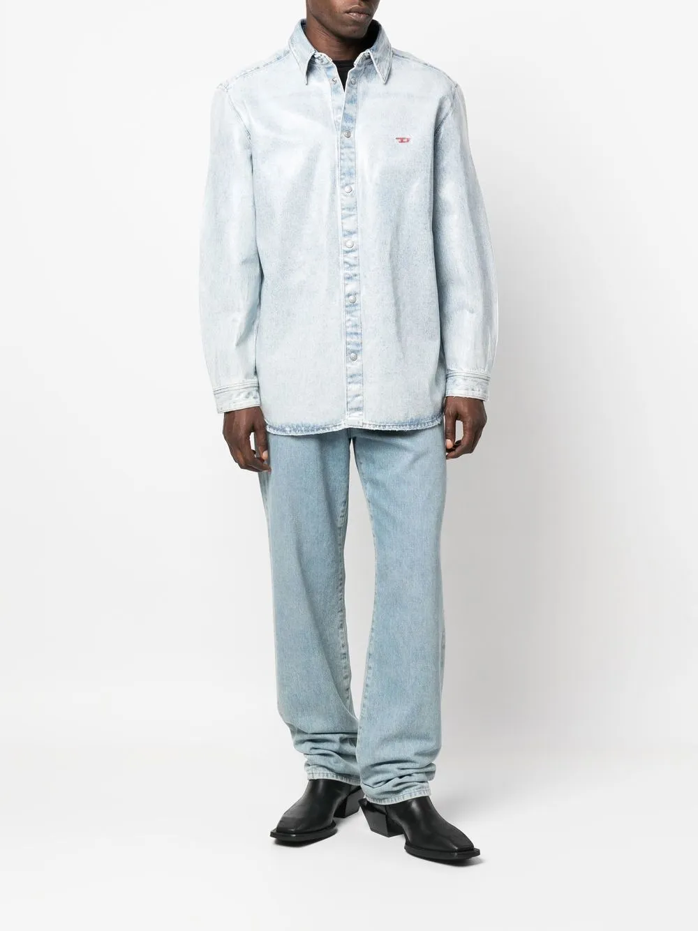 Diesel Overhemd met geborduurd logo - Blauw