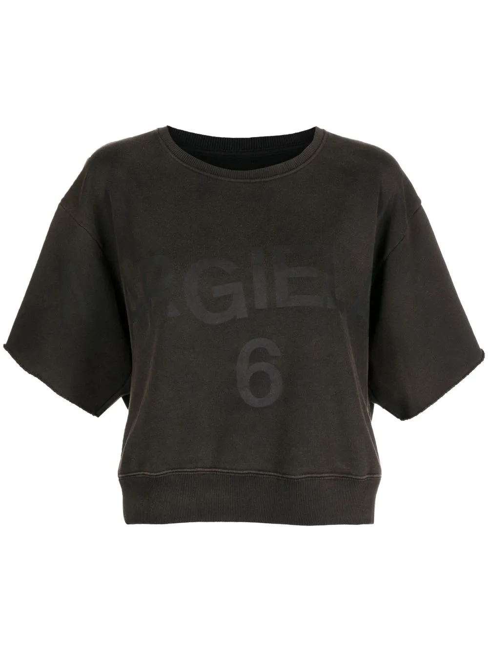 

MM6 Maison Margiela playera corta con logo estampado - Marrón