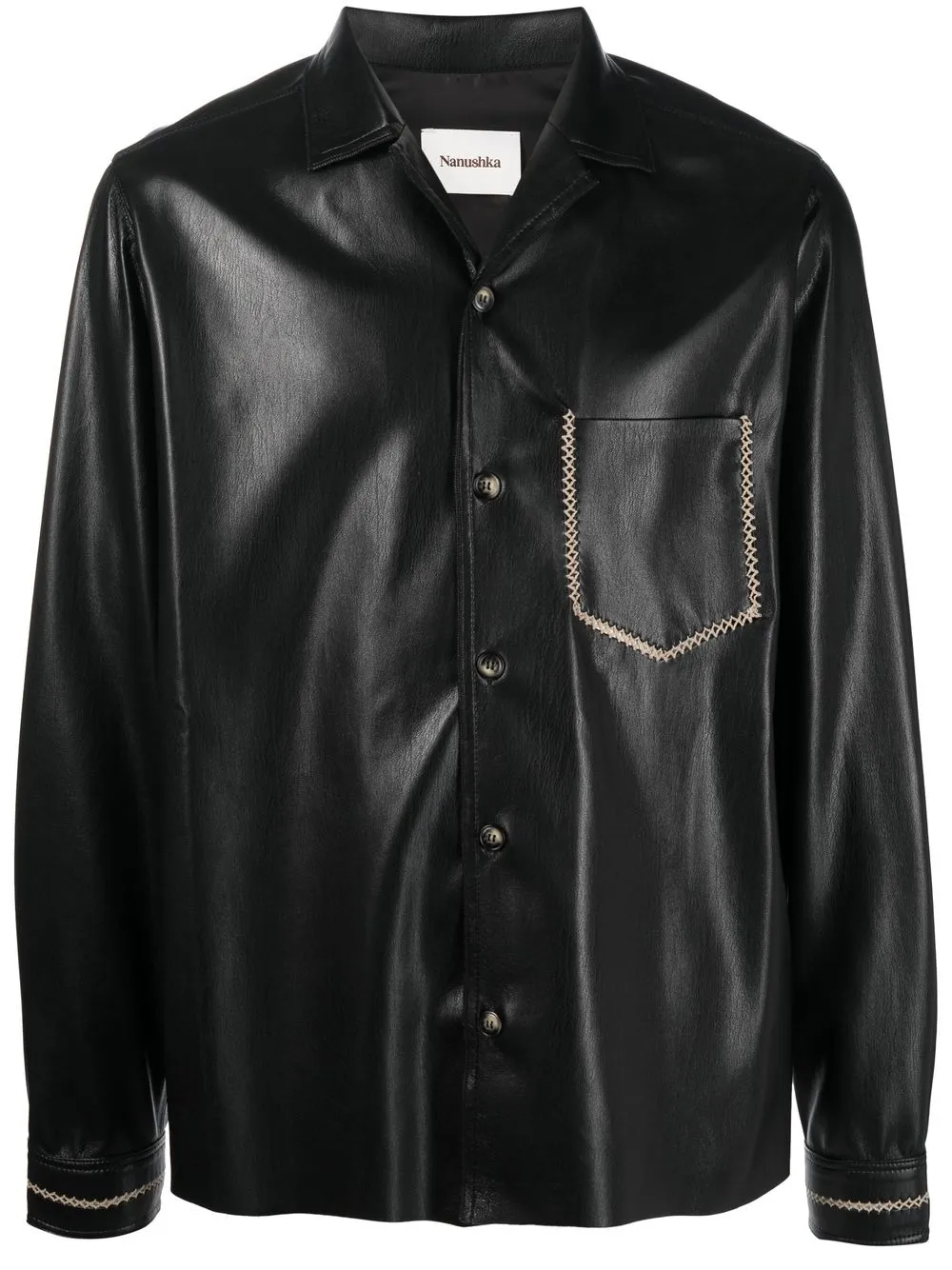 

Nanushka Meno merrow-stitch shirt - Black