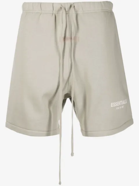 FEAR OF GOD ESSENTIALS logo-patch track shorts