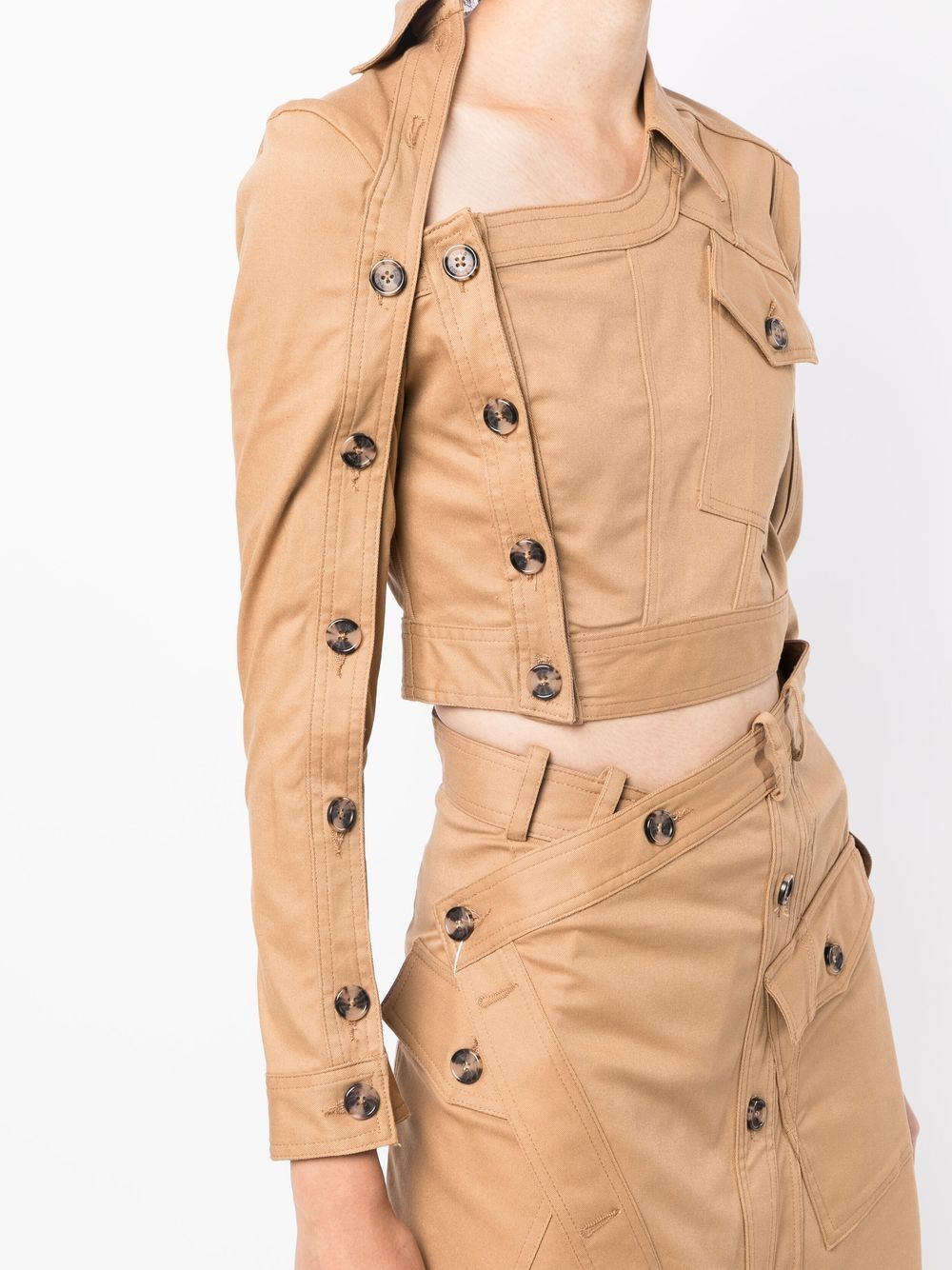 asymmetric buttoned cropped jacket