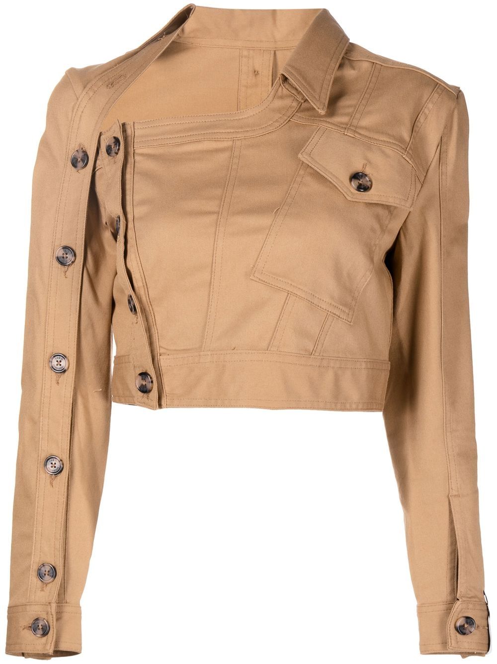 Rokh asymmetric buttoned cropped jacket – Brown