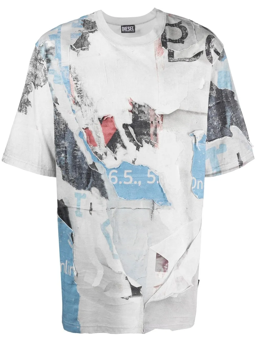 

Diesel paper-effect crew-neck T-shirt - Neutrals