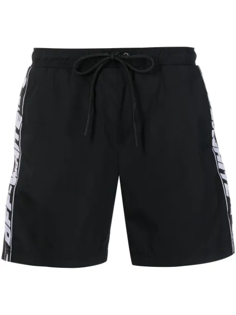 Off-White logo-tape swim shorts