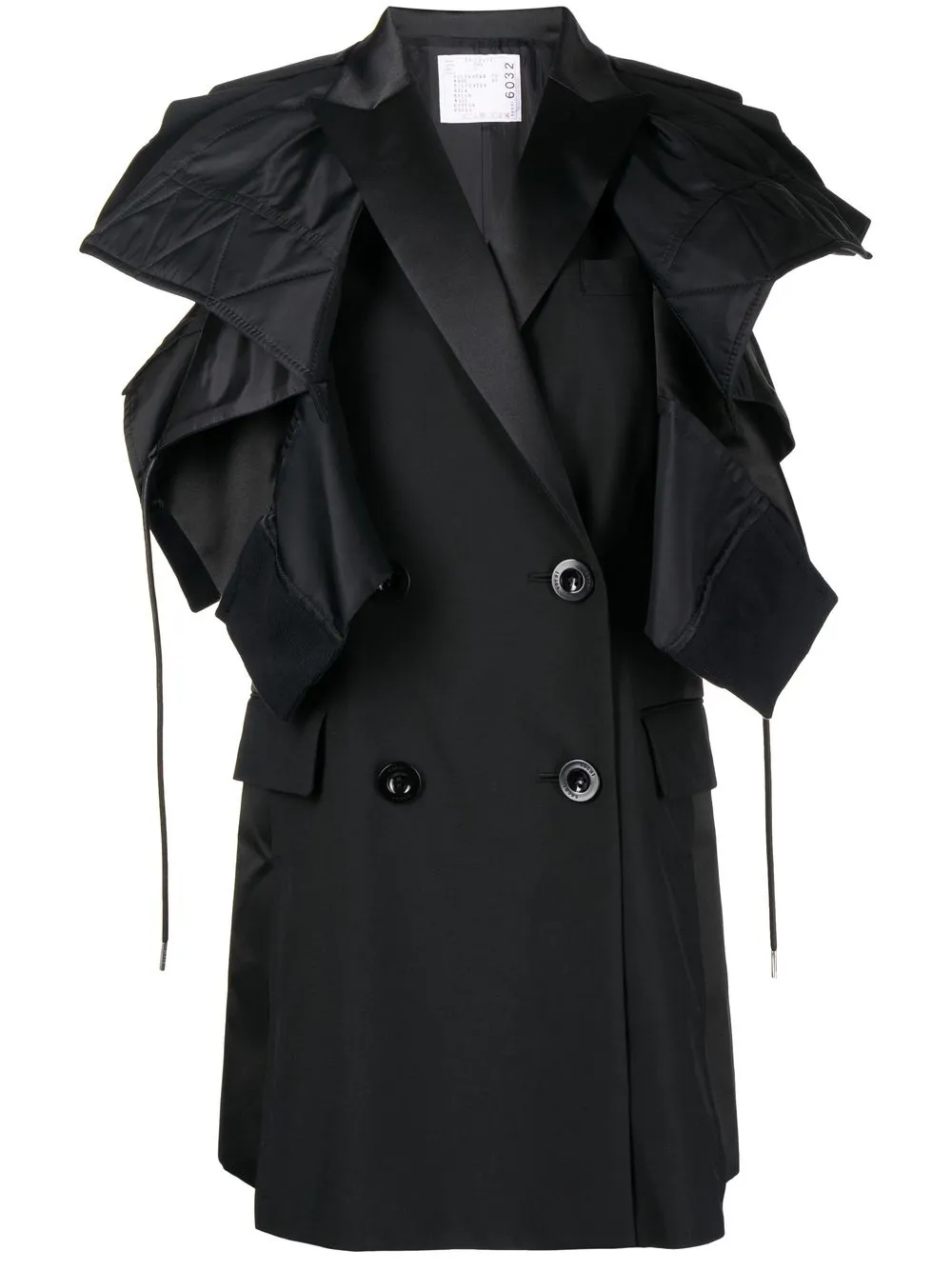 

sacai ruffled double-breasted blazer - Black