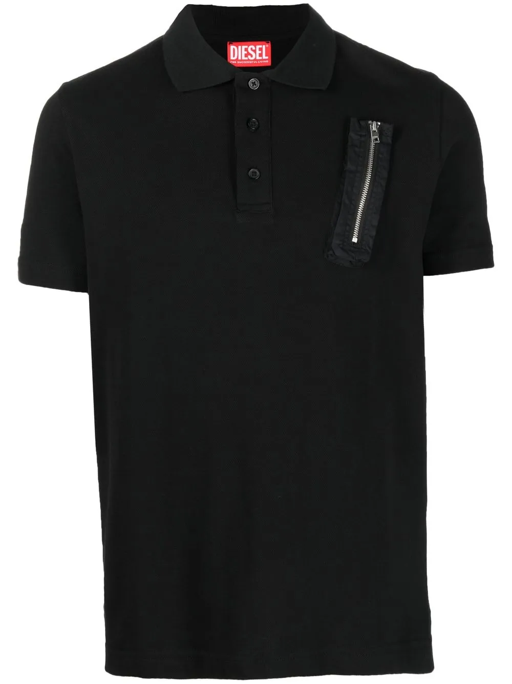 

Diesel playera tipo polo con bolsillo con cierre - Negro