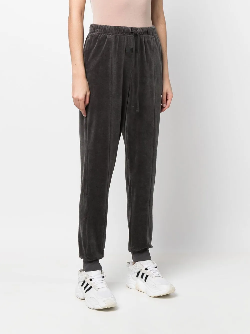 Essentials Drawstring Velour Trousers In Grey