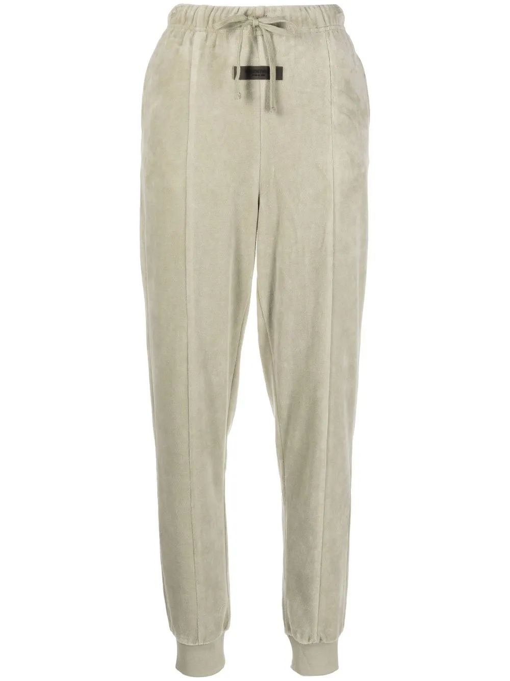Essentials Drawstring Velour Track Pants In Green