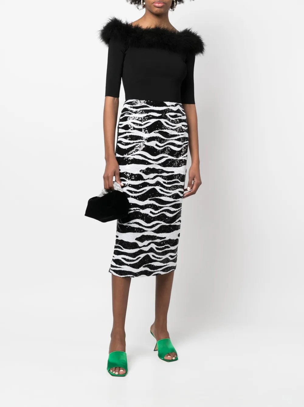 Dolce Gabbana Sequin Panelled Skirt Black FARFETCH