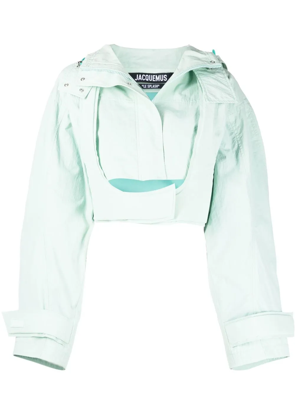 Shop Jacquemus Cropped Cotton-blend Jacket In Green