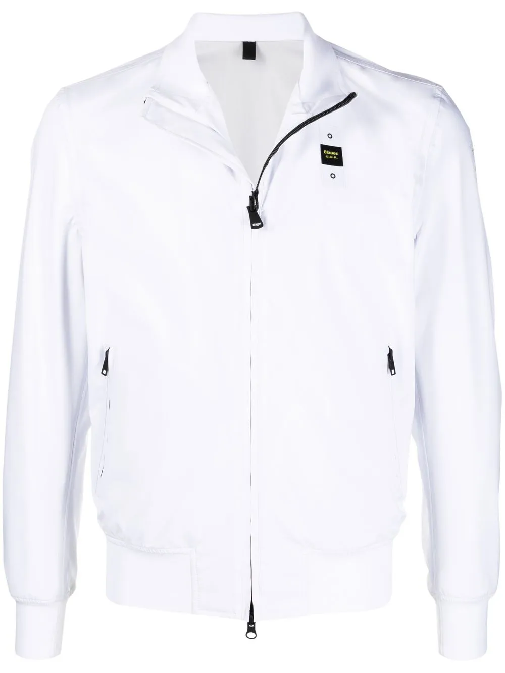 

Blauer chamarra bomber con parche del logo - Blanco