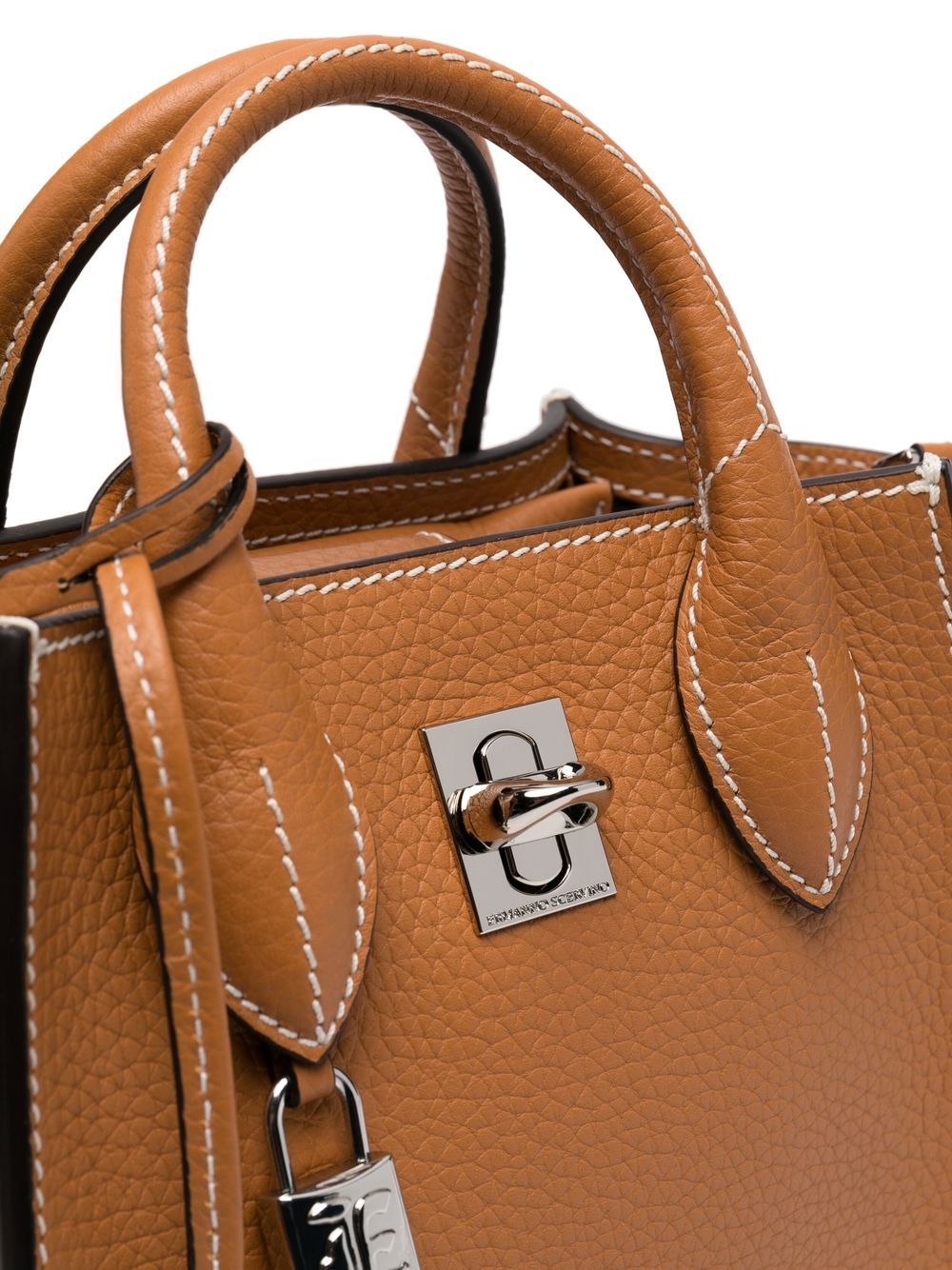 Shop Ermanno Scervino Twist-lock Leather Tote Bag In Braun