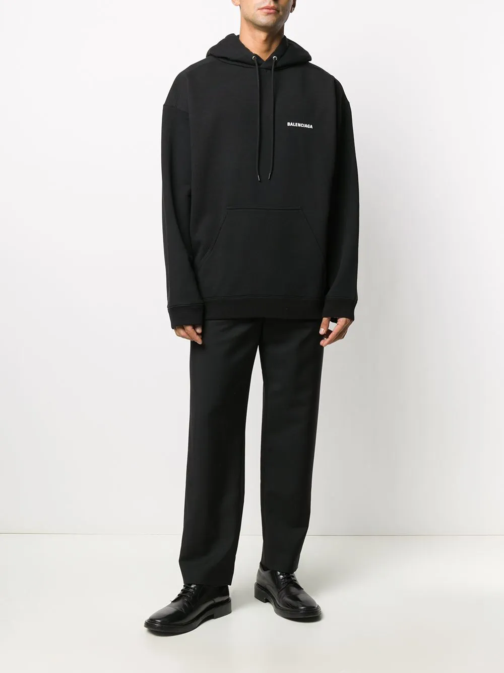 Shop Balenciaga Hoodie In 1070 -black/white