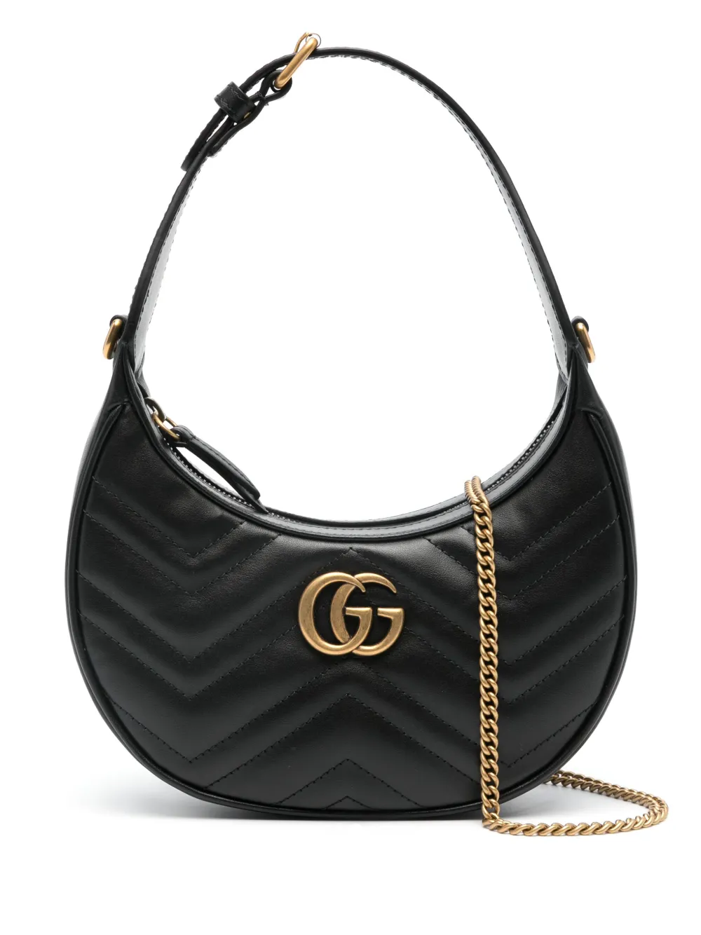 Gucci Halbmondformige GG Marmont Minischultertasche Schwarz FARFETCH DE