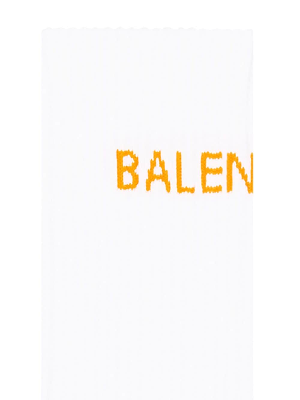 Shop Balenciaga Logo-intarsia Cotton Socks In White