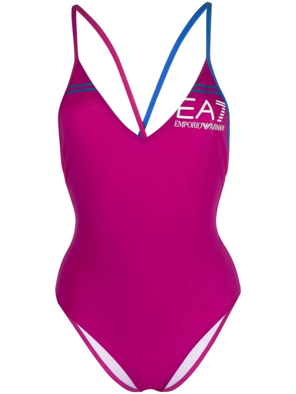 

Ea7 Emporio Armani logo-print one-piece swimsuit - Purple