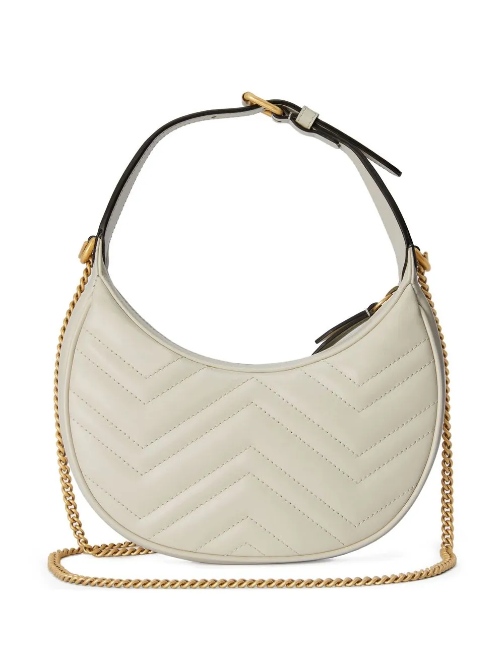 gg marmont half moon shaped mini bag white
