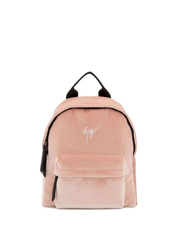 Giuseppe Zanotti embroidered-logo Velvet Backpack - Farfetch