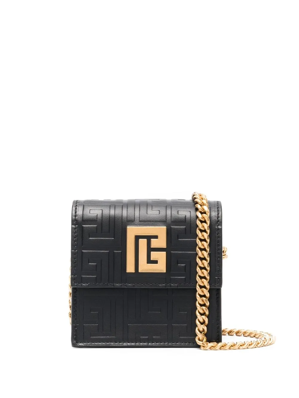 

Balmain debossed monogram chain cardholder - Black