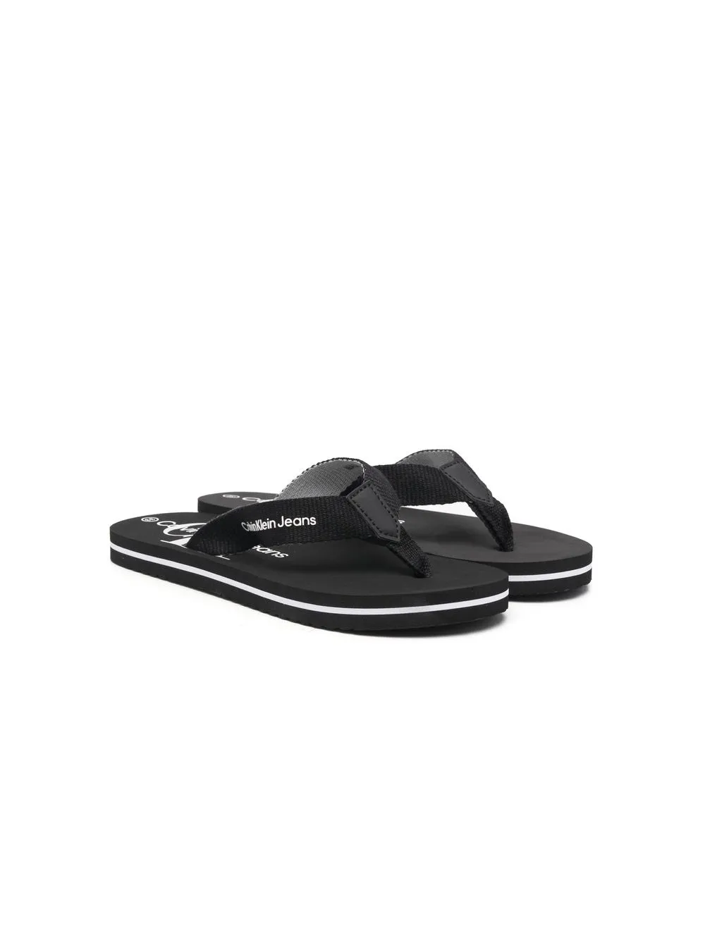 

Calvin Klein Kids flip flops con logo estampado - Negro