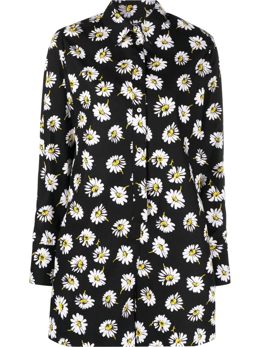 

MSGM jumpsuit corto manga larga con estampado floral - Negro