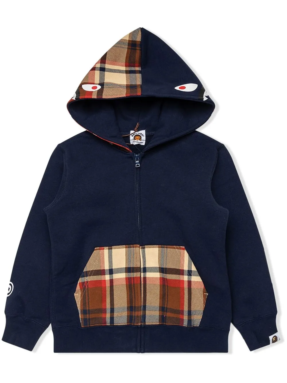 A BATHING APE Check Shark zip up Hoodie Farfetch