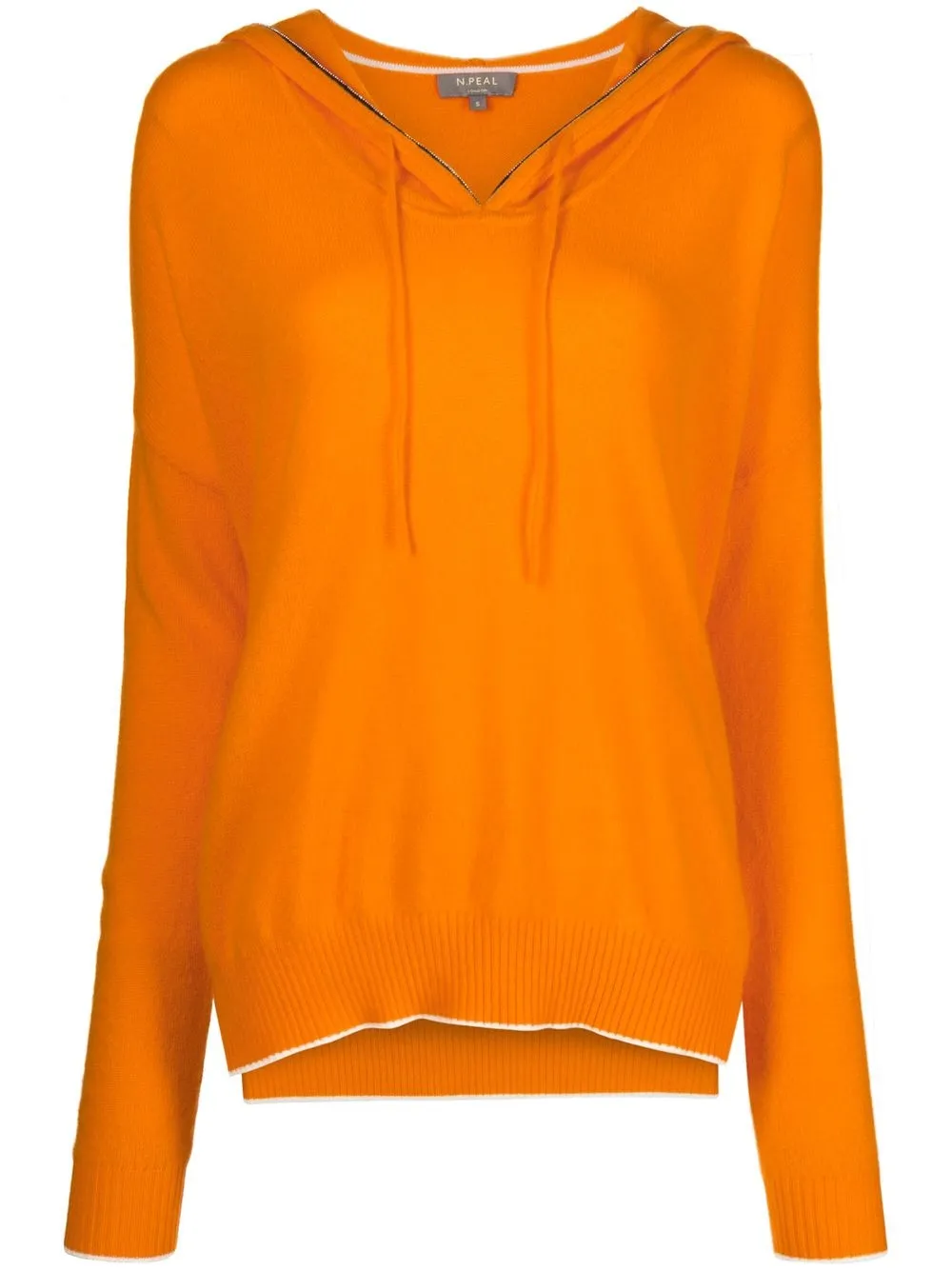 

N.Peal zip-detail hooded cashmere jumper - Orange