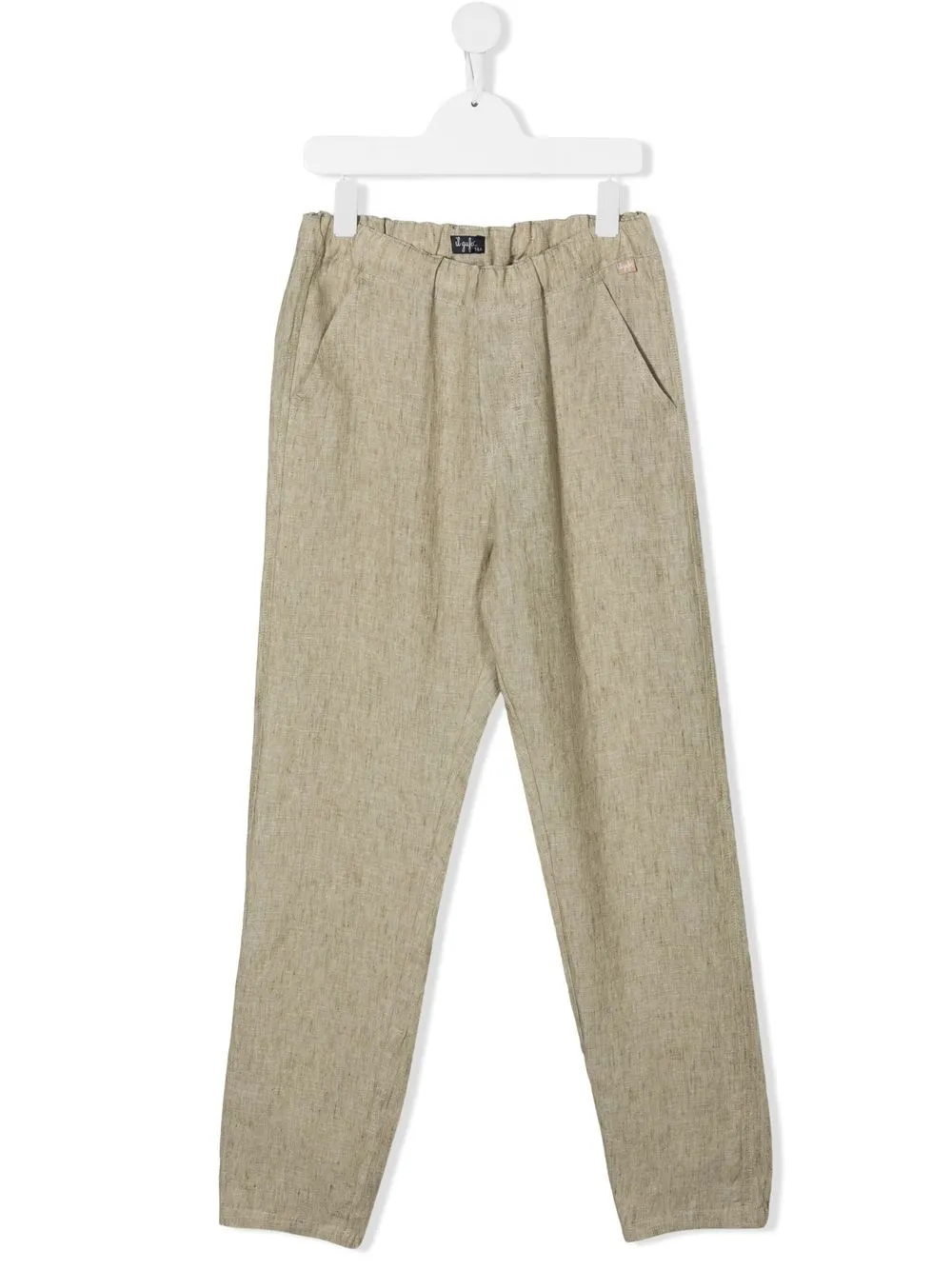 Click to view more detailed imagery on our partner's website Il Gufo Kids' Linen Tapered Trousers In Beige