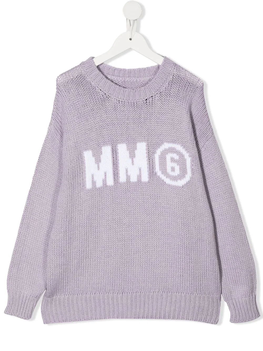

MM6 Maison Margiela Kids suéter tejido con logo estampado - Morado