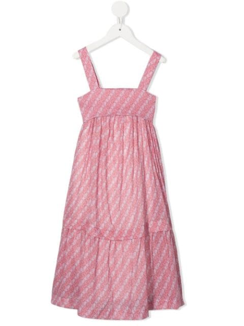 Chloé Kids logo-print tiered maxi dress