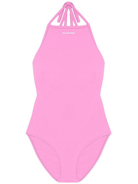 Balenciaga logo-print halterneck swimsuit